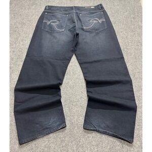 Y2K Culture Jeans Men's 42x32 Embroidered Cotton Skater Wide Leg Light Wash